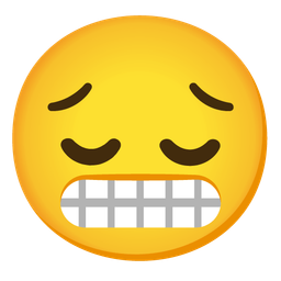 grimacing face and pensive face