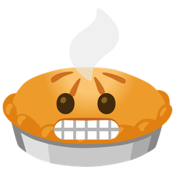 grimacing face and pie