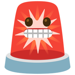 grimacing face and police car light