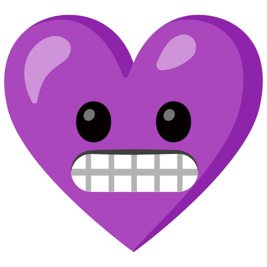 Grimacing face and Purple heart