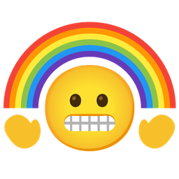 grimacing face and rainbow