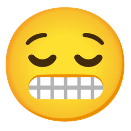 grimacing face and relieved face