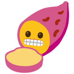 grimacing face and roasted sweet potato