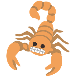 grimacing face and scorpion