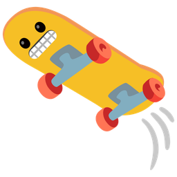 grimacing face and skateboard