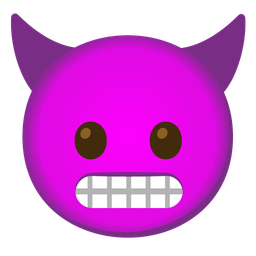 grimacing face and smiling face with horns