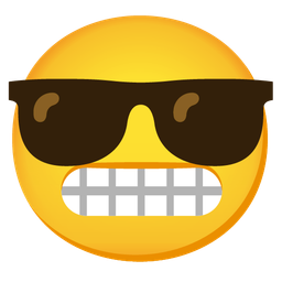 grimacing face and smiling face with sunglasses