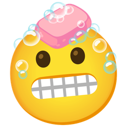 grimacing face and soap