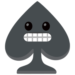 grimacing face and spade suit