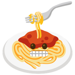 grimacing face and spaghetti