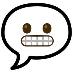 grimacing face and speech balloon
