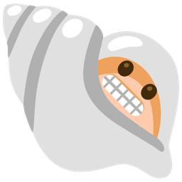grimacing face and spiral shell