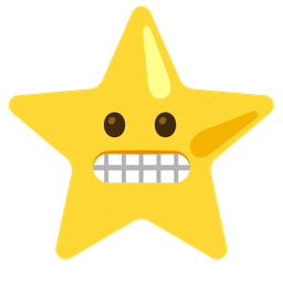 grimacing face and star