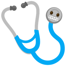 grimacing face and stethoscope