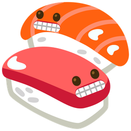 grimacing face and sushi