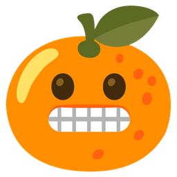 grimacing face and tangerine