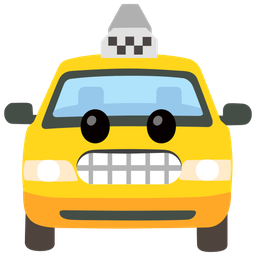 grimacing face and taxi