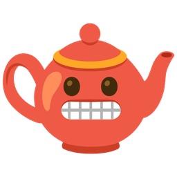 grimacing face and teapot