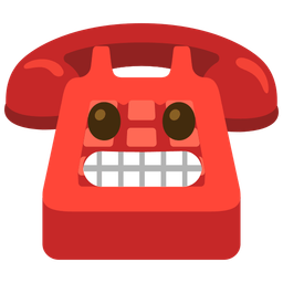 grimacing face and telephone