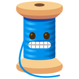 grimacing face and thread