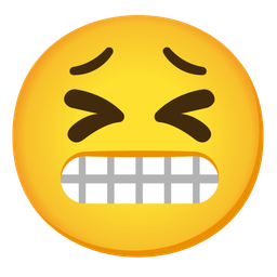 grimacing face and tired face