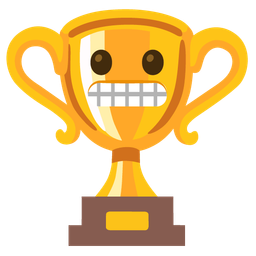 grimacing face and trophy