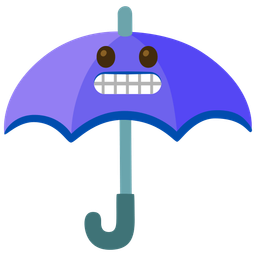 grimacing face and umbrella
