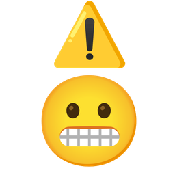grimacing face and warning