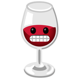 grimacing face and wine glass