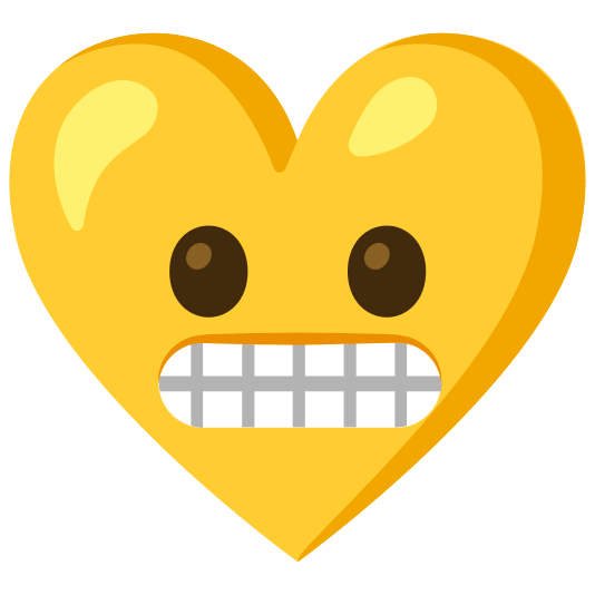 Grimacing face and Yellow heart