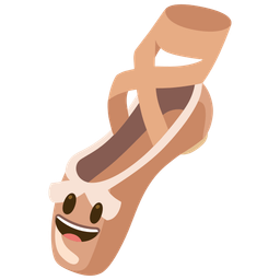 grinning face with big eyes and ballet shoes