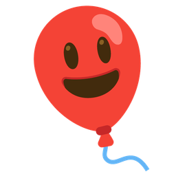 grinning face with big eyes and balloon