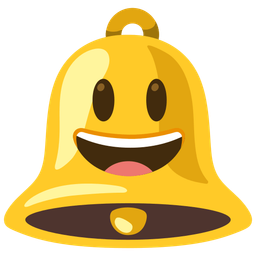 grinning face with big eyes and bell