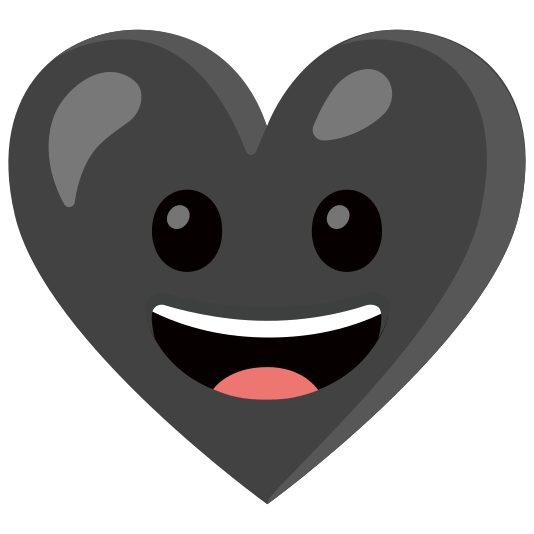 Grinning face with big eyes and Black heart