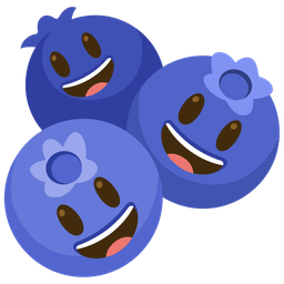 grinning face with big eyes and blueberries