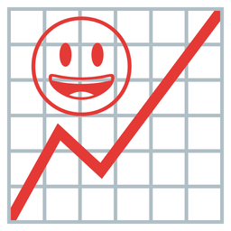 grinning face with big eyes and chart increasing