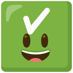 grinning face with big eyes and check mark button