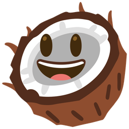 grinning face with big eyes and coconut