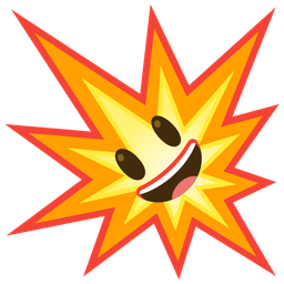 grinning face with big eyes and collision