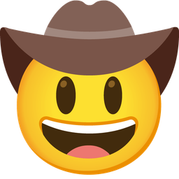 grinning face with big eyes and cowboy hat face