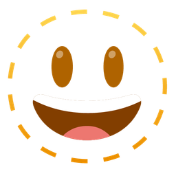 grinning face with big eyes and dotted line face