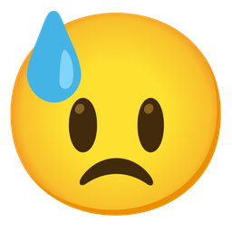 grinning face with big eyes and downcast face with sweat