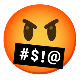 grinning face with big eyes and face with symbols on mouth