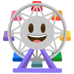 grinning face with big eyes and ferris wheel