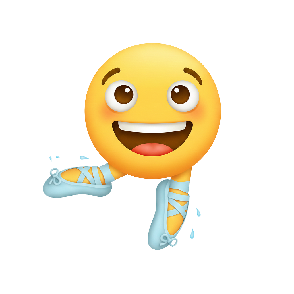 grinning face with big eyes and flat shoe