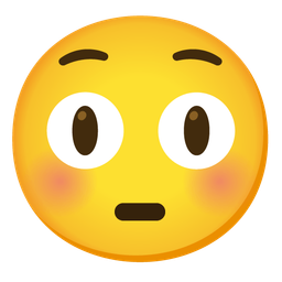 grinning face with big eyes and flushed face