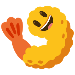 grinning face with big eyes and fried shrimp