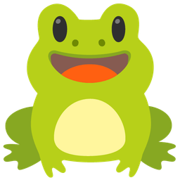 grinning face with big eyes and frog