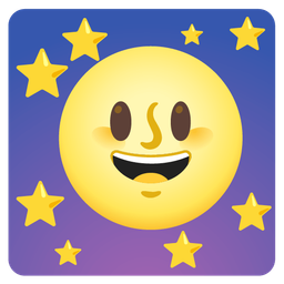 grinning face with big eyes and full moon face