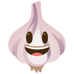 grinning face with big eyes and garlic